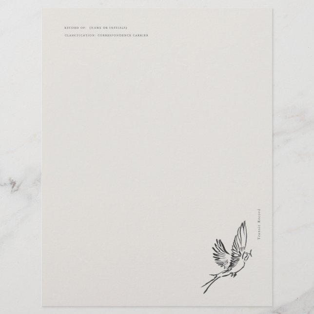 Papel Timbrado Migratory Swallow- Naturalist Menagerie Archive  (Frente)