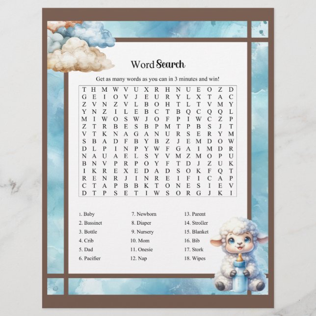 Papel Timbrado Minha Pequena Lamb - Pesquisa de Palavras (Frente)