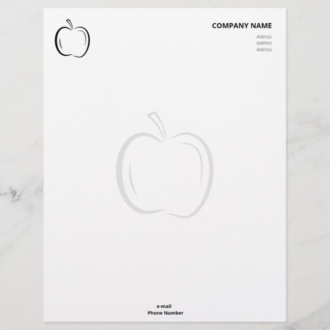 Papel Timbrado Mínima Maçã de Arte em Forma de Linha Preta (Frente)