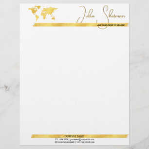 Papel Timbrado Minimalista de Script Moderno de Chic Preto Dourad