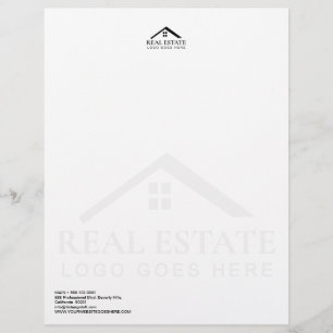Papel Timbrado Minimalista Imobiliário Profissional Preto e Branc