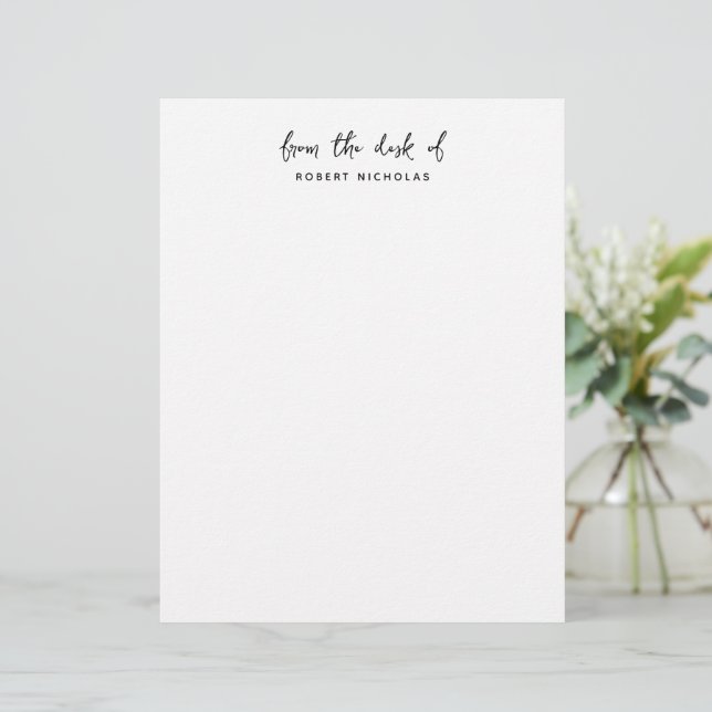 Papel Timbrado Minimalista Moderna Da Mesa De Personalizada (Em pé/Frente)