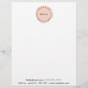 Papel Timbrado Mínimo de Spa e Salão de Blush Moderno
