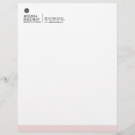 Papel Timbrado Mínimo Luxe Floral Logo Designer Rosa