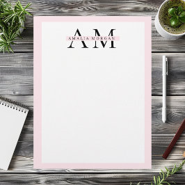 Papel Timbrado Mínimo Pink Pastel Inicial e Personalizado