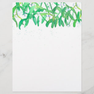 Papel Timbrado Mistletocolor Watercolor Plantas Férias de Natal