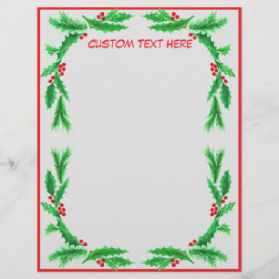 Papel Timbrado Mistura de Natal Holly Decorativa Personalizada