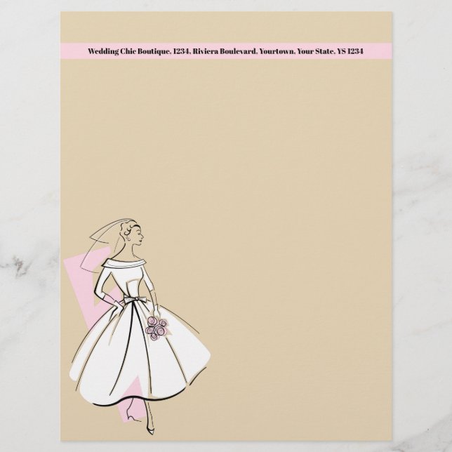 Papel Timbrado Moda Noiva Neutral Morada por Cabeça Lanterna supe (Frente)