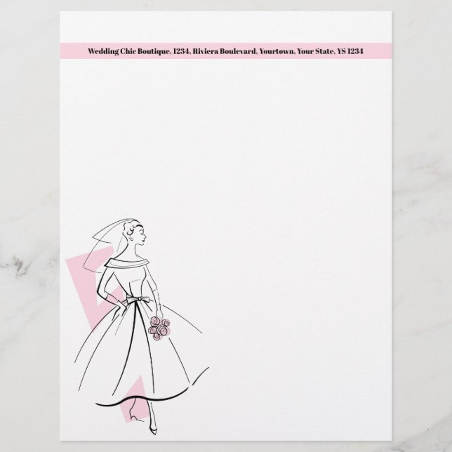 Papel Timbrado Moda Noiva Rosa Mortalho rosa superior (Frente)