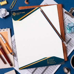 Papel Timbrado Modelo azul e ouro elegante