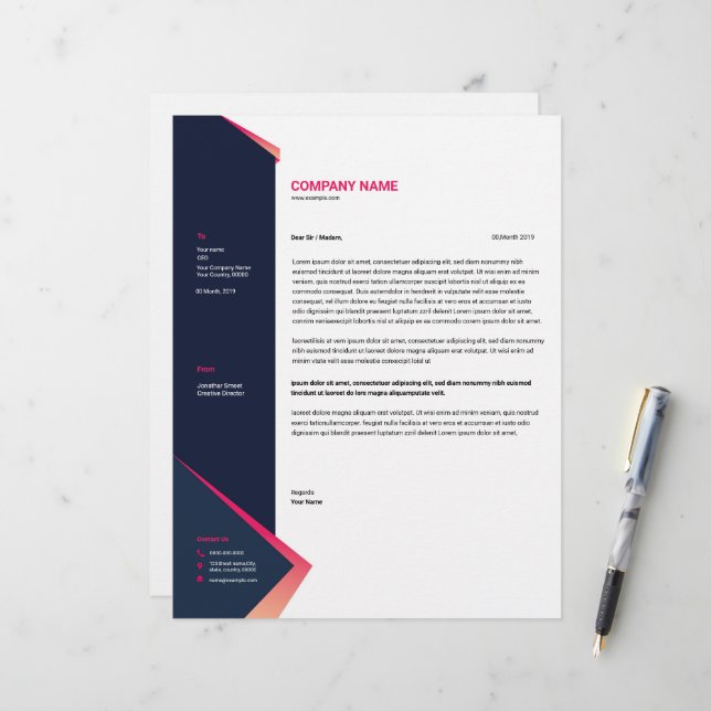 Papel Timbrado Modelo de business letterhead - Design personalizá (Frente/Verso In Situ)
