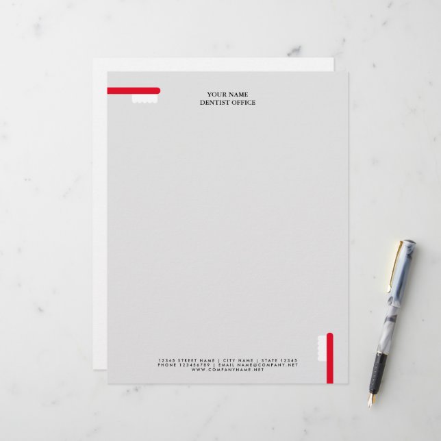 Papel Timbrado Modelo de cabeça-de-ponta-seca com escova de dente (Frente/Verso In Situ)