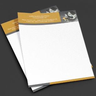 Papel Timbrado Modelo de Cabeçalho de Carta de Negócios de Imóvei