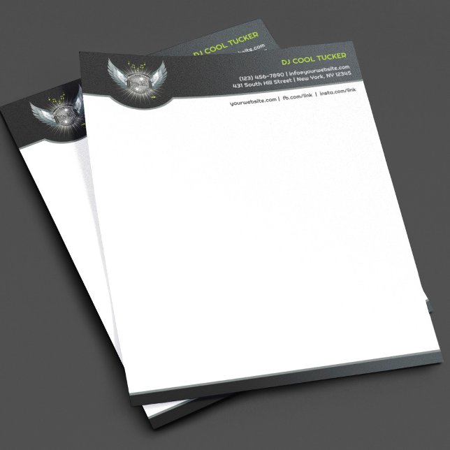 Papel Timbrado Modelo de Carta com Cabeçalho de Música de DJ Club (Criador carregado)