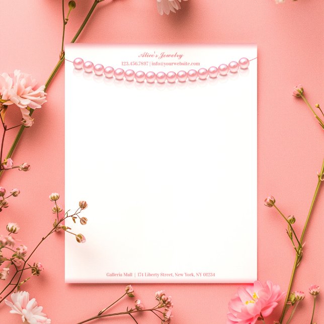 Papel Timbrado Modelo de Carta com Joias Pérola Elegantes (Criador carregado)