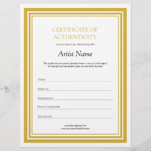 Papel Timbrado Modelo de Certificado de Autenticidade Dourado