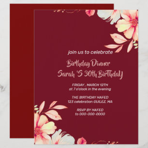 Papel Timbrado Modelo de Convite de Aniversário de 30 anos 30º Co