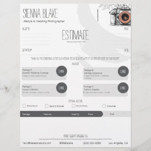 Papel Timbrado Modelo de Estimativa de Fotógrafo de Câmera Botâni