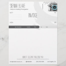 Papel Timbrado Modelo de fatura para fotógrafo de câmera botânica
