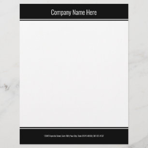 Papel Timbrado Modelo de negócios simples preto e branco