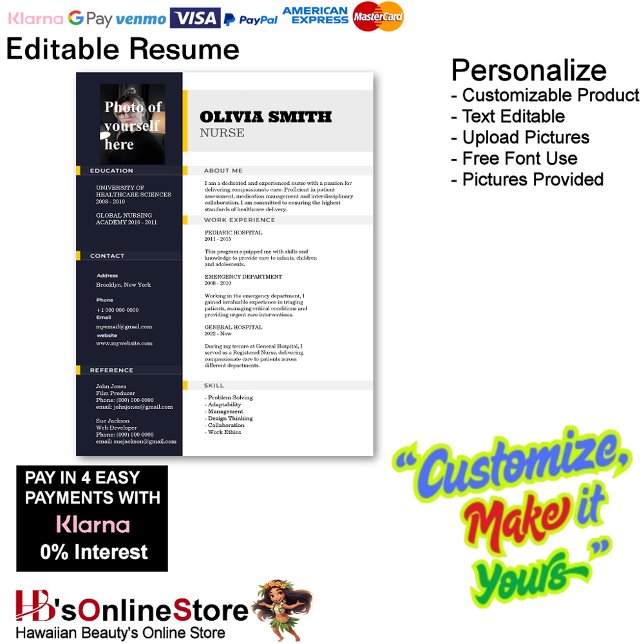 Papel Timbrado Modelo de retomada personalizável com a foto 18 (Customizable Resume Template with Photo Letterhead 18.)