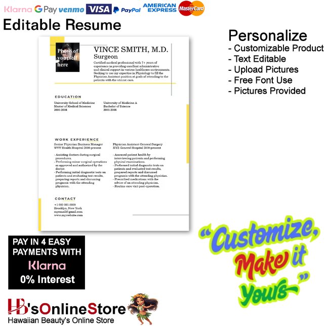 Papel Timbrado Modelo de Retomar Personalizável com Foto 11 (Customizable Resume Template with Photo Letterhead 11.)