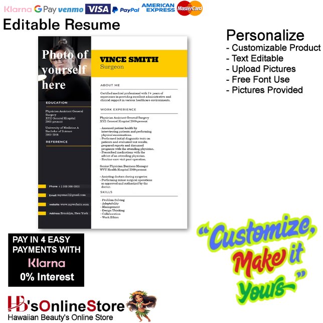 Papel Timbrado Modelo de Retomar Personalizável com Foto 14 (Customizable Resume Template with Photo Letterhead 14.)
