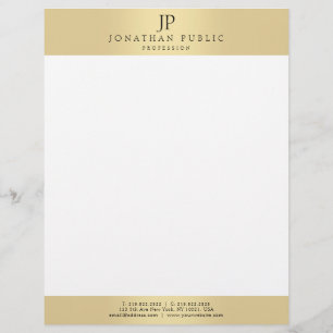 Papel Timbrado Modelo elegante Dourado do monograma do falso do
