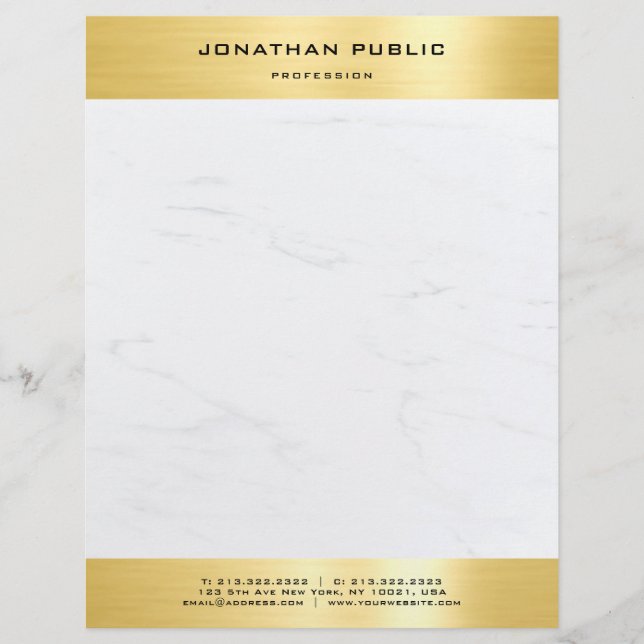 Papel Timbrado Modelo Elegante Dourado Marble Popular (Frente)
