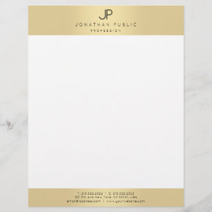 Papel Timbrado Modelo Glamoroso do Monograma Elegante Dourado