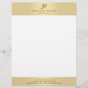 Papel Timbrado Modelo Glamoroso Dourado Elegante Monograma