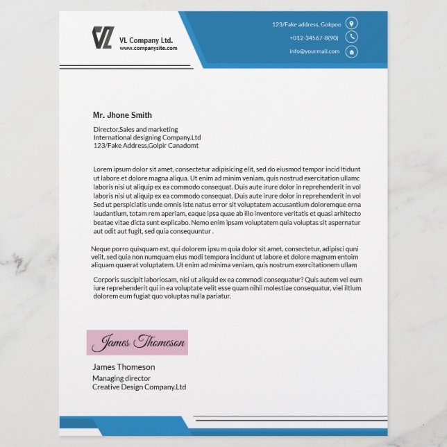 Papel Timbrado Modelo incorporado do cabeçalho (Frente)