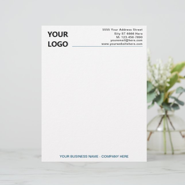 Papel Timbrado Modelo Letterhead da empresa personalizada com cód (Em pé/Frente)