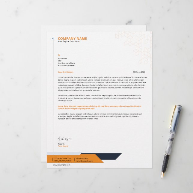 Papel Timbrado Modelo Letterhead de Negócios (Frente/Verso In Situ)