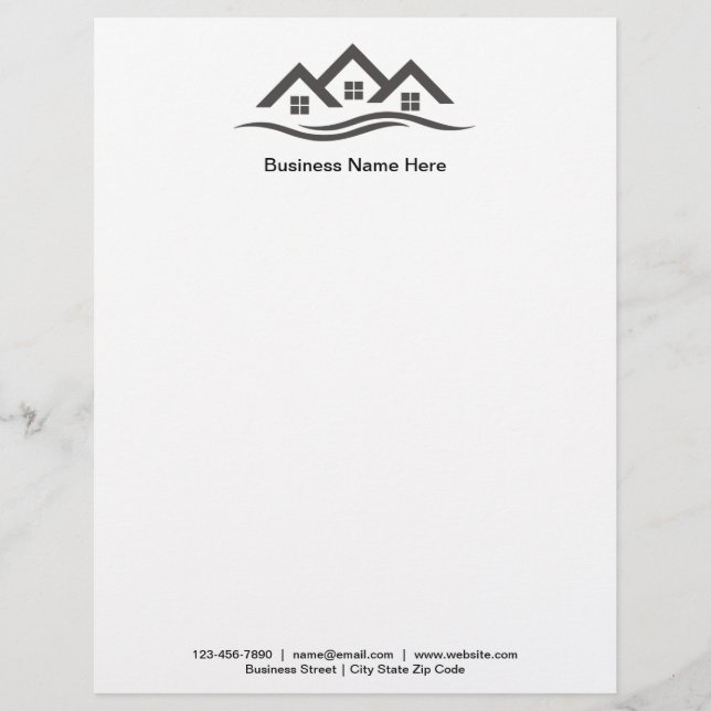 Papel Timbrado Modelo Letterhead Online Editável para Imóveis (Frente)