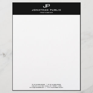 Papel Timbrado Modelo Moderno - Monograma Branco Branco Elegante
