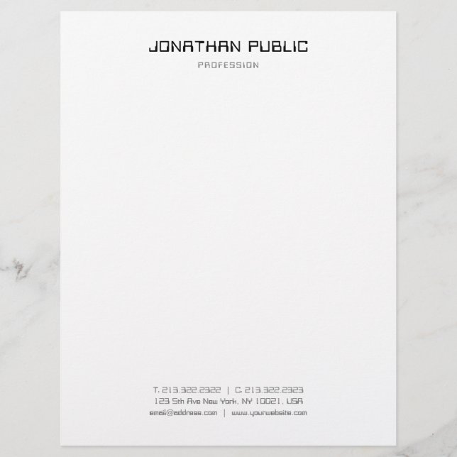 Papel Timbrado Modelo Moderno Simples Elegante Preto e Branco (Frente)
