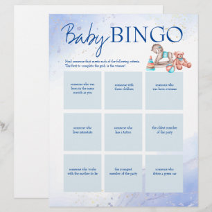 Papel Timbrado modelo personalizado do jogo bingo azul chá de fra