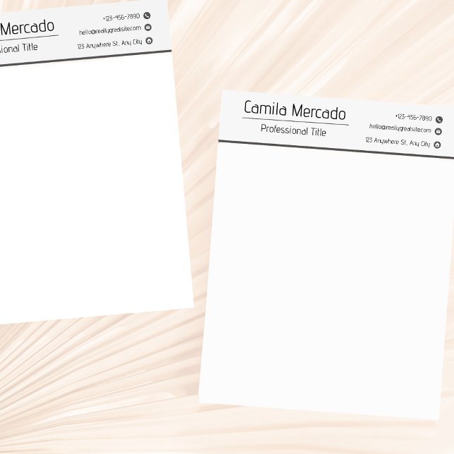 Papel Timbrado Modelo simples de executivo branco cinza (Criador carregado)