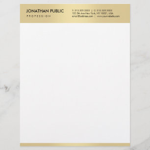 Papel Timbrado Modelo Simples Elegante Moderno Branco Dourado