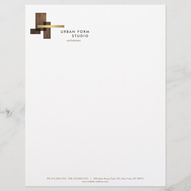 Papel Timbrado Modern Architect Wood Logo (Frente)