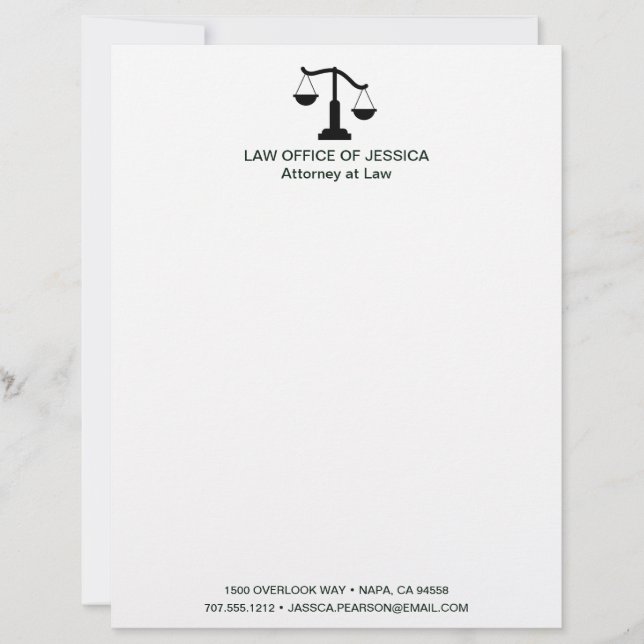Papel Timbrado Modern Classic Scales Of Justice Law Letterhead (Frente)