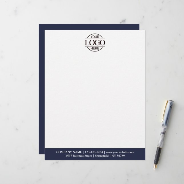 Papel Timbrado Modern Custom Company Business Logo Branding (Frente/Verso In Situ)