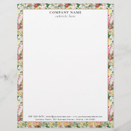 Papel Timbrado Modern Floral Roses Pattern Company Name Details