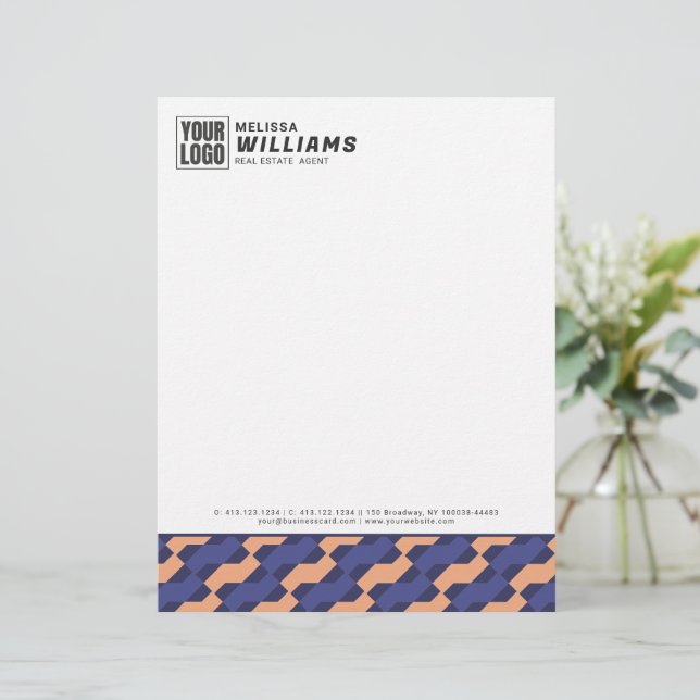 Papel Timbrado Modern Geometric Interlocking Pattern Letterhead (Em pé/Frente)