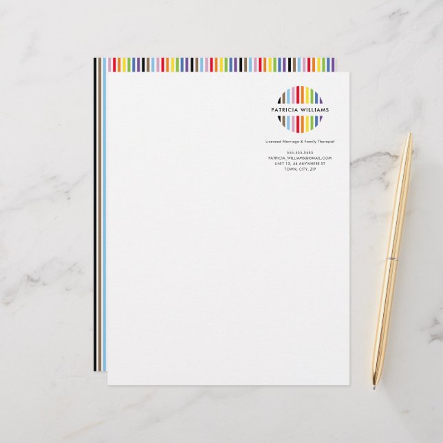 Papel Timbrado MODERN MINIMAL stripe logo rainbow pride LGBTQ (Frente/Verso In Situ)