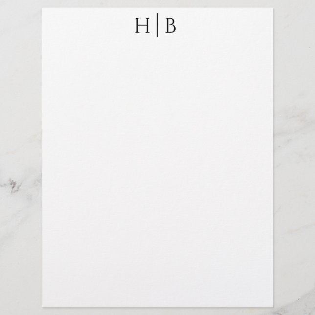 Papel Timbrado Modern Monogram Black and White Stationery (Frente)