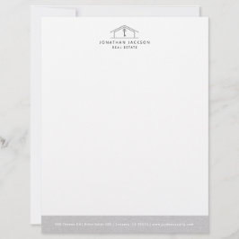 Papel Timbrado Modern Realtor Letterhead Gray Faux Linen Edge