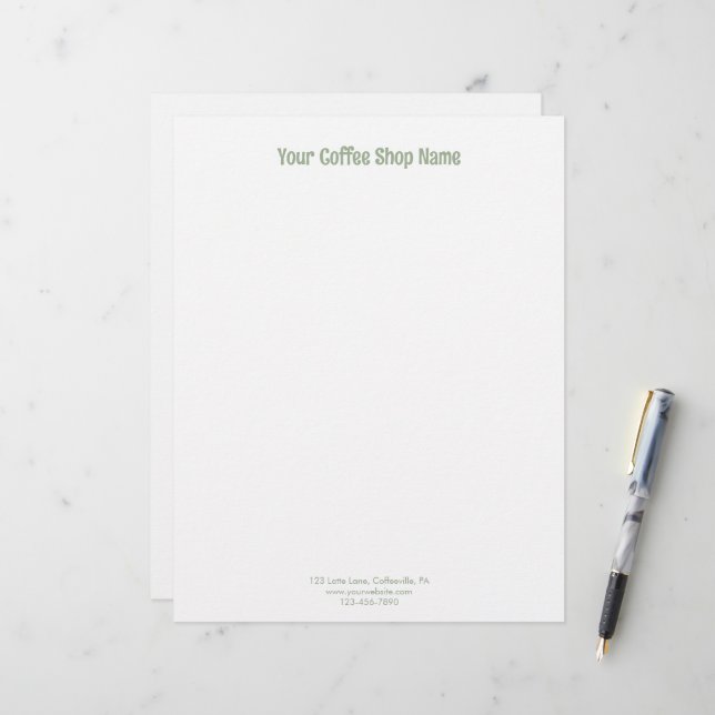 Papel Timbrado Modern Simple Sage Green Personalized Business (Frente/Verso In Situ)