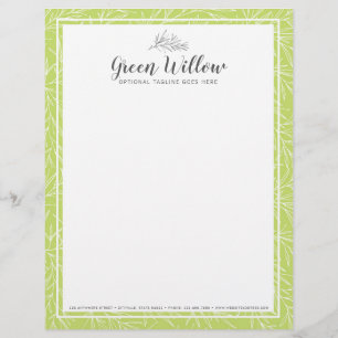 Papel Timbrado Moderna Folha Botânica Branches Greenery Minimalis